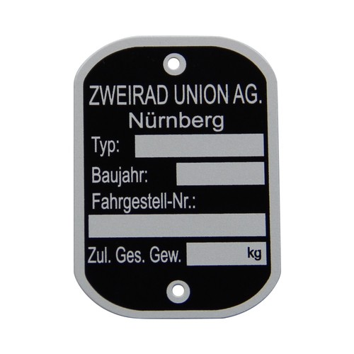 Rahmentypenschild typenschild - rahmentypenschild,