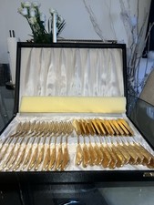 Vergoldetes fischbesteck für - vergoldetes,
