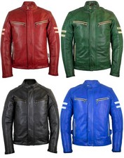 Herren Retro Motorrad Lederjacke mit Protektoren Biker Jacke Motorradjacke 