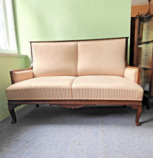 Jugendstil Sofa rosa gestreift Mahagoni um 1900 antik