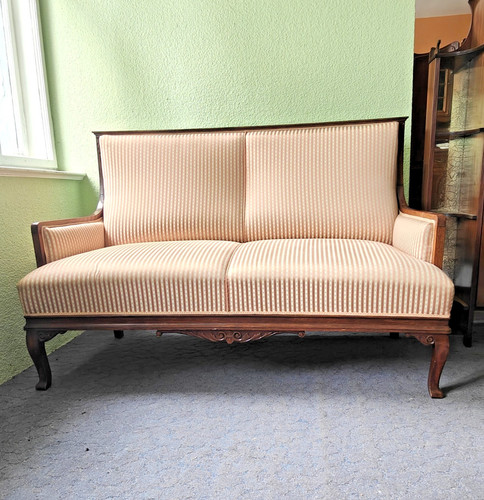 Jugendstil sofa rosa gestreift - jugendstil,