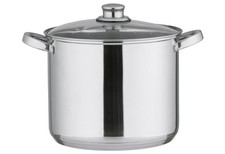 Edelstahl Kochtopf 10L mit Glasdeckel Induktion Ø24cm Silber Energiesparend