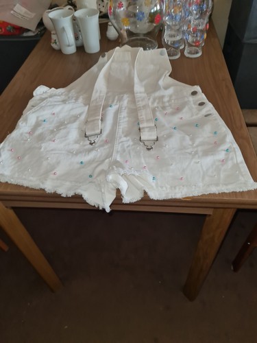 Jeanslatzhose weiß mit bunten