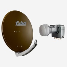 Fuba 80cm Satellitenschüssel braun Set Quad LNB 4 Teilnehmer (HDTV,4K/8K)