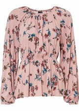 Schlupfbluse Gr 48 Rosa Floral Damen Carmen-Bluse Hemd Shirt Tunika Oberteil Neu