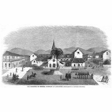 HAITI Residenz von General Geffrard in Auxlarges - antiker Druck 1859