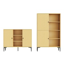 Hochschrank Vitrine Kommode Sideboard Schrank Anrichte 2-teilig Wohnzimmer