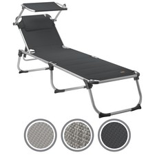 Sonnenliege klappbar Alu Gartenliege Strandliege mit Dach Liegestuhl CampFeuer