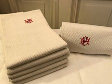 Omas Aussteuer Leinen Handtuch Monogramm HP 98x36 cm 1920 EINZELVerkauf = 1 Tuch