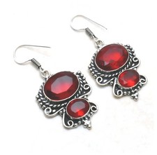 Granat Ethno Ohrringe - 925