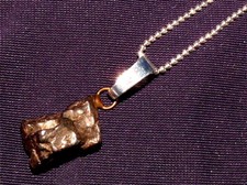 Anhänger Meteorit Campo del Cielo, mit Kette Silber, 16x9x8mm 4,8g 