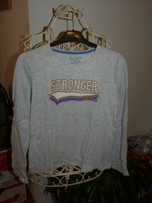 Primark Cares Langarmshirt Gr. 164 grau mehrfarbige Aufschrift Stronger Together