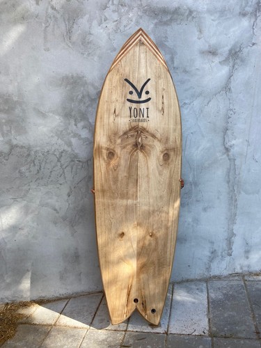 Wooden surfboard
