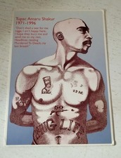 2 Pac Tupac Shakur Postkarte Thug Live Gedicht Song Zeichnung Künstlerpostkarte