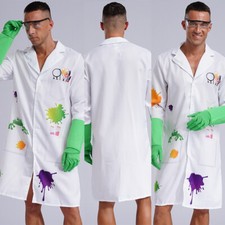 DE Männer Set Experte Outfit Mantel Anzug Halloween Clubwear Doktor Kostüm Labor