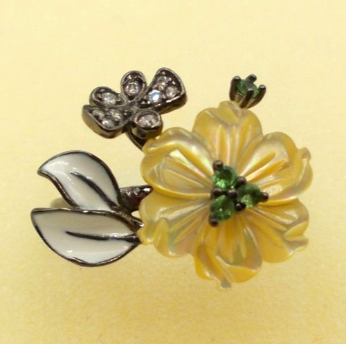 Perlmutt topas ring - ,