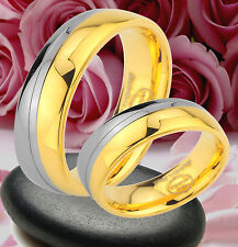 Trauringe Eheringe Partnerringe , 7mm Breit , Gold Platiert GRAVUR GRATIS - JE72