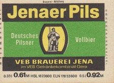 JENA, Bier-Etikett, VEB