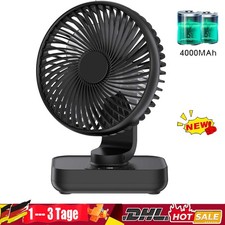 Kabelloser Tischventilator 4000mAh Akku - Mini USB Ventilator Lüfter 4 Stufen