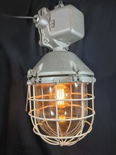 Alte 80er Sehr Groß Schutzgitter Glaskolben Leuchte Bunker Fabrik Industrielampe