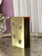 Vintage 60er Messing Streichholz Etui Spielkarten Motiv Streichhölzer Welthölzer