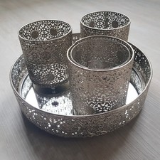 Tablett mit Teelichter Windlicht Deko Teelicht