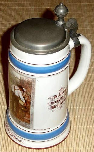 Bierkrug mit zinndeckel - 0,7l,
