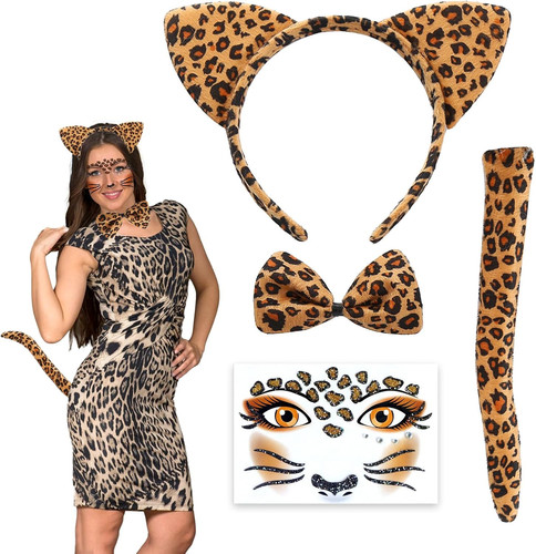 Leoparden kostüm set - leoparden, set,