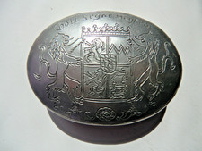 Alte Zinn Dose  Aufschrift "Gott segne Bayern", Staatswappen aus Rein Zinn 95 %