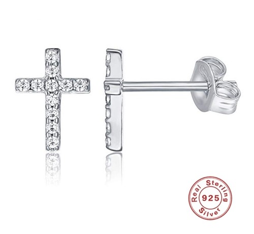 Ohrstecker kreuz 925 silber - kreuz,