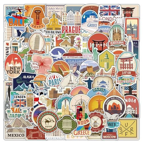100 stück weltreise sticker - 100,
