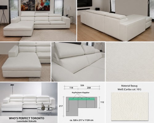 Toronto luxusleder ecksofa - toronto,
