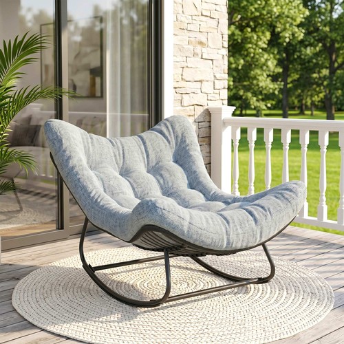 Outsunny rattan schaukelstuhl - rattan,