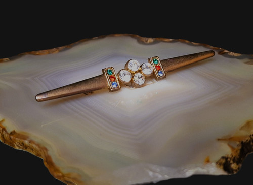 Brosche golden zirkonia bunte - brosche,