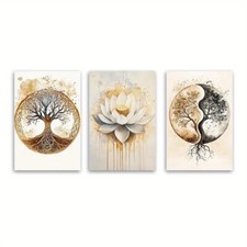 ❣️wandbild Poster Bild Lebensbaum Lotus Esoterik Yin Yang Buddha Weisheit 20x30