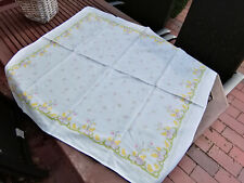 Vintage Oster Tischdecke Küken Eier Blumen Baumwolle bunt sehr hübsch 92 x 92
