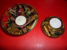 2x Gilde Dreamlight Traumlicht Glas Teelichthalter Gräser Herbstmotiv