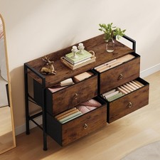 Retro Kommode mit 4 Schubladen Sideboard Anrichte Schubladenschrank Metallrahmen