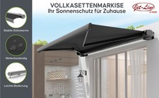 Vollkassetten Markise 4x3m Sunray grau-grau Motor und Fernbedienung Beschattung