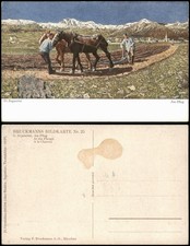 G. Segantini, Am Pflug At the Plough Künstlerkarte: Gemälde / Kunstwerke 1913