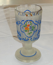 Fussbecher um 1900 Eisglas handbemalt 10 - eckige Kuppa