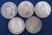 Österreich Ungarn 5 x 1 Florin 1877 1878 1883 1888 1892 Franz Joseph I. Silber