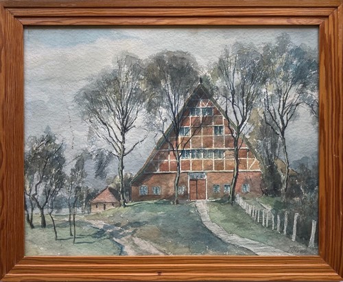 Aquarell alte bauernkate - aquarell,