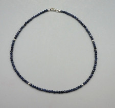 Kette Halskette SAPHIR blau facettiert Kugeln ca 41,5- 42 cm mit 925er Silber b1