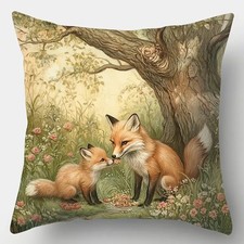 Kinderzimmer Deko Kissen 45 cm Kissenbezug Tiere fuchs Familie liebe Vater Mutte
