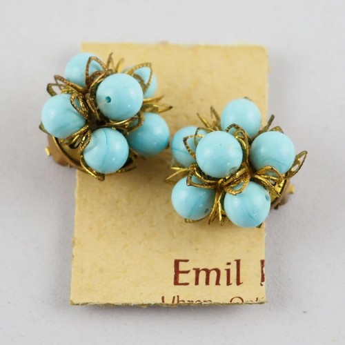 Vintage ohrclips hellblau - vintage,