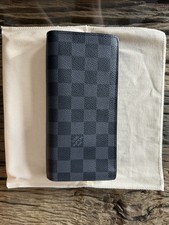 LOUIS VUITTON Damier Graphite Portefeuille Brazza Geldbörse N62665, Schwarz PVC