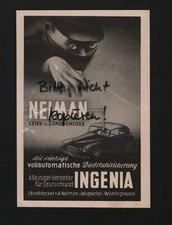 WUPPERTAL-WICHLINGHAUSEN, Werbung 1955, L. Boeddecker & A. Neiman INGENIA
