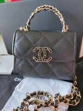 Chanel Neu! Pochette mit Kette/Gold Classic/Kalbsleder Fullset