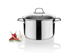 ERNESTO Topf Kochtopf Suppentopf Edelstahl 5 Liter Ø ca. 24 cm mit Glasdeckel